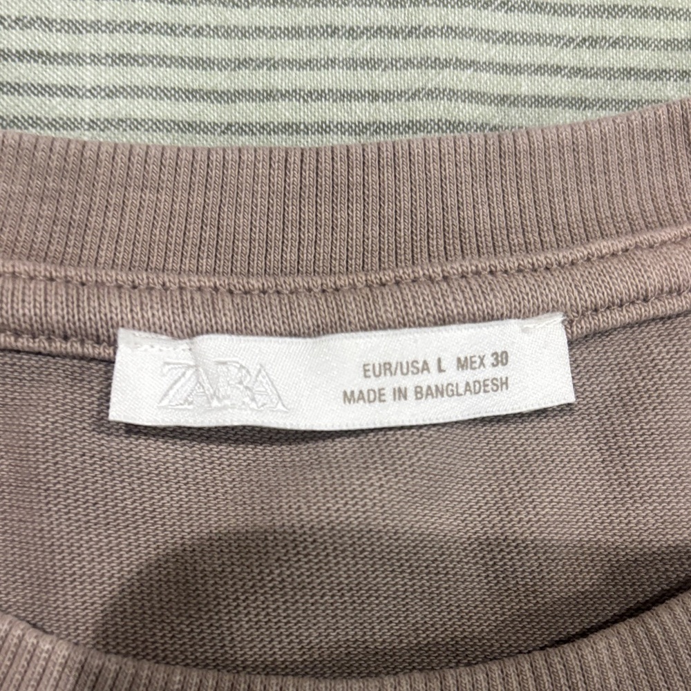 ZARA Dusty Mauve Ribbed Crewneck Sweater
